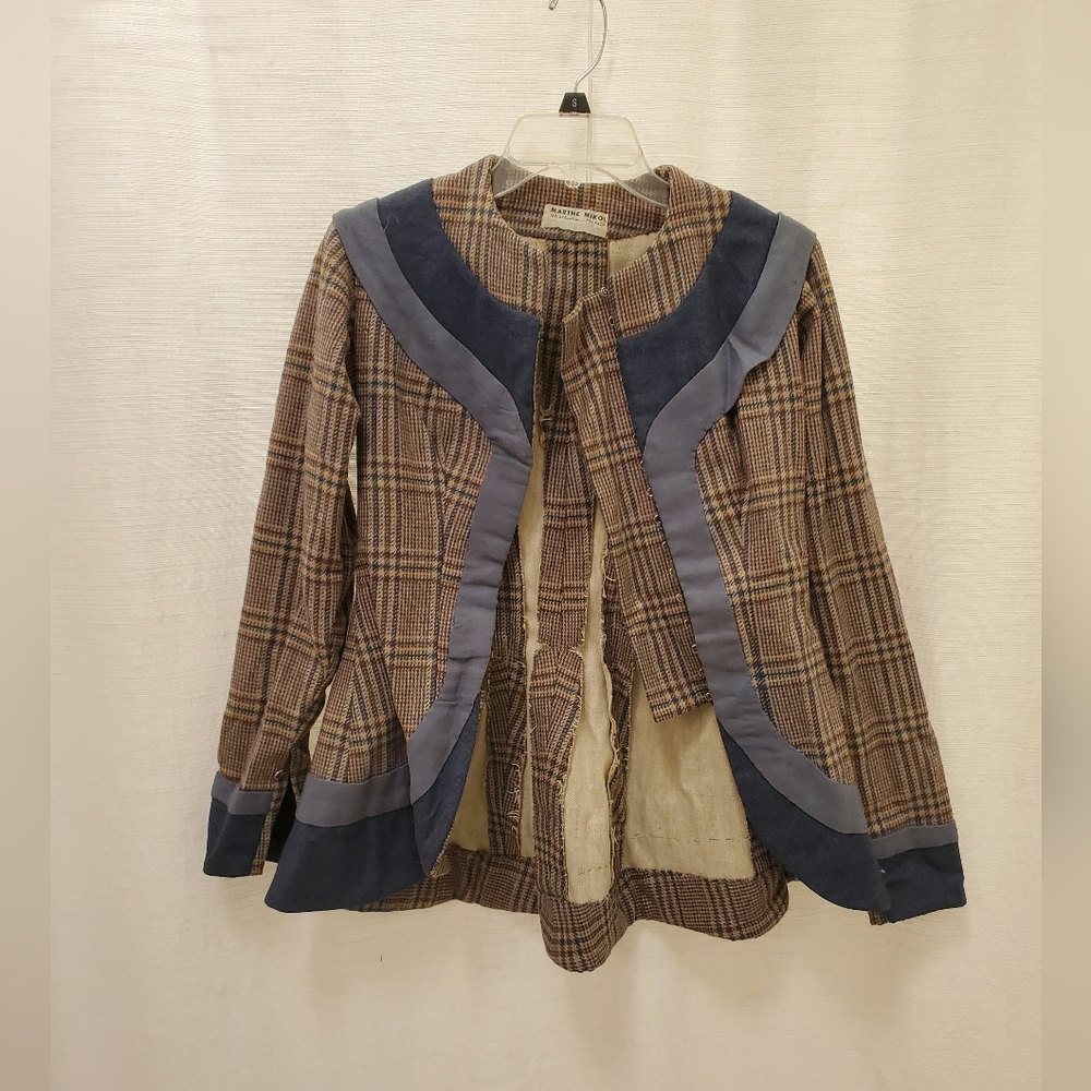 Vintage Marthe Mikol Blue and Plaid Jacket